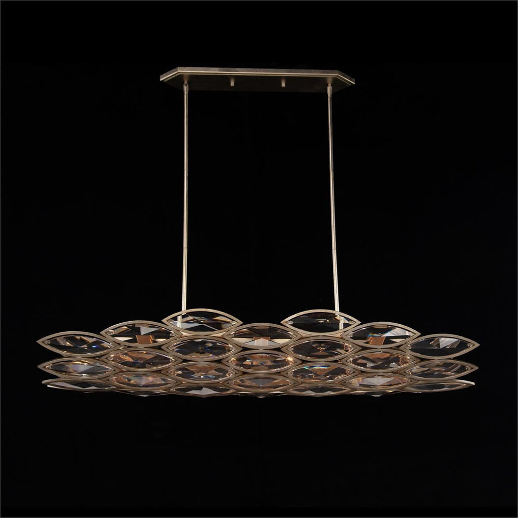Clear Crystal Linear chandelier - Ilona Stone for dining room view 2