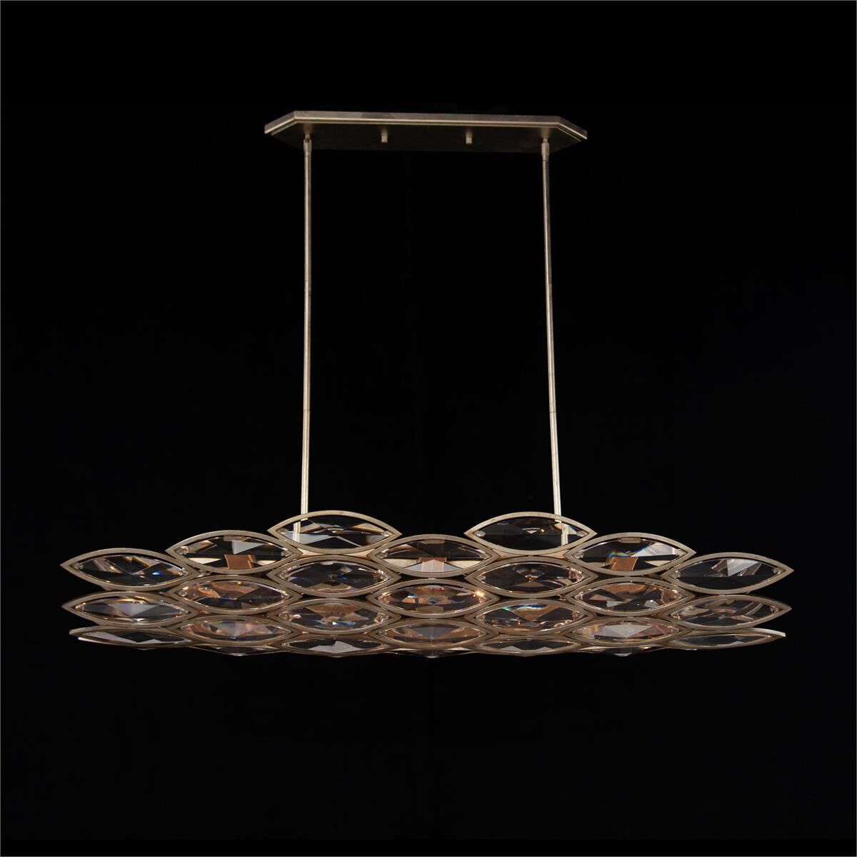 Clear Crystal Linear chandelier - Ilona Stone for dining room view 2