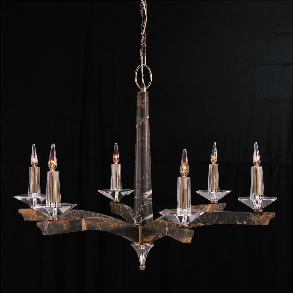 Antique Brass Crystal chandelier - Viana Stone for dining room view 2