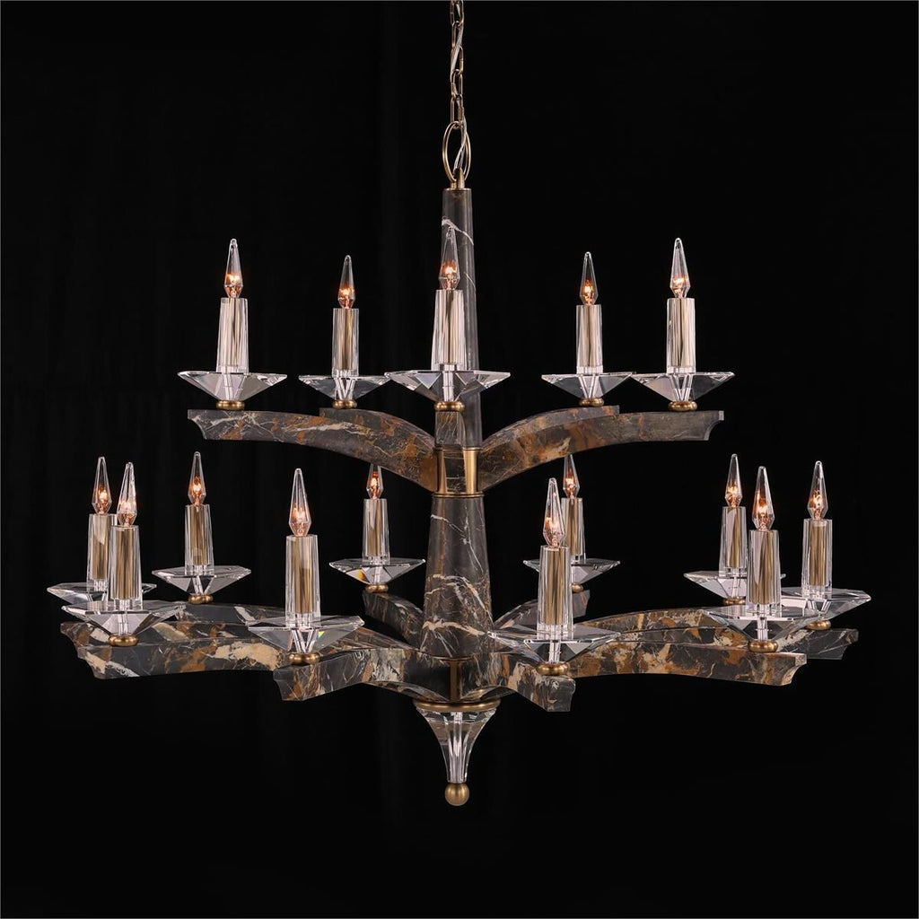 Antique Brass Crystal chandelier - Dune Stone for dining room view 2