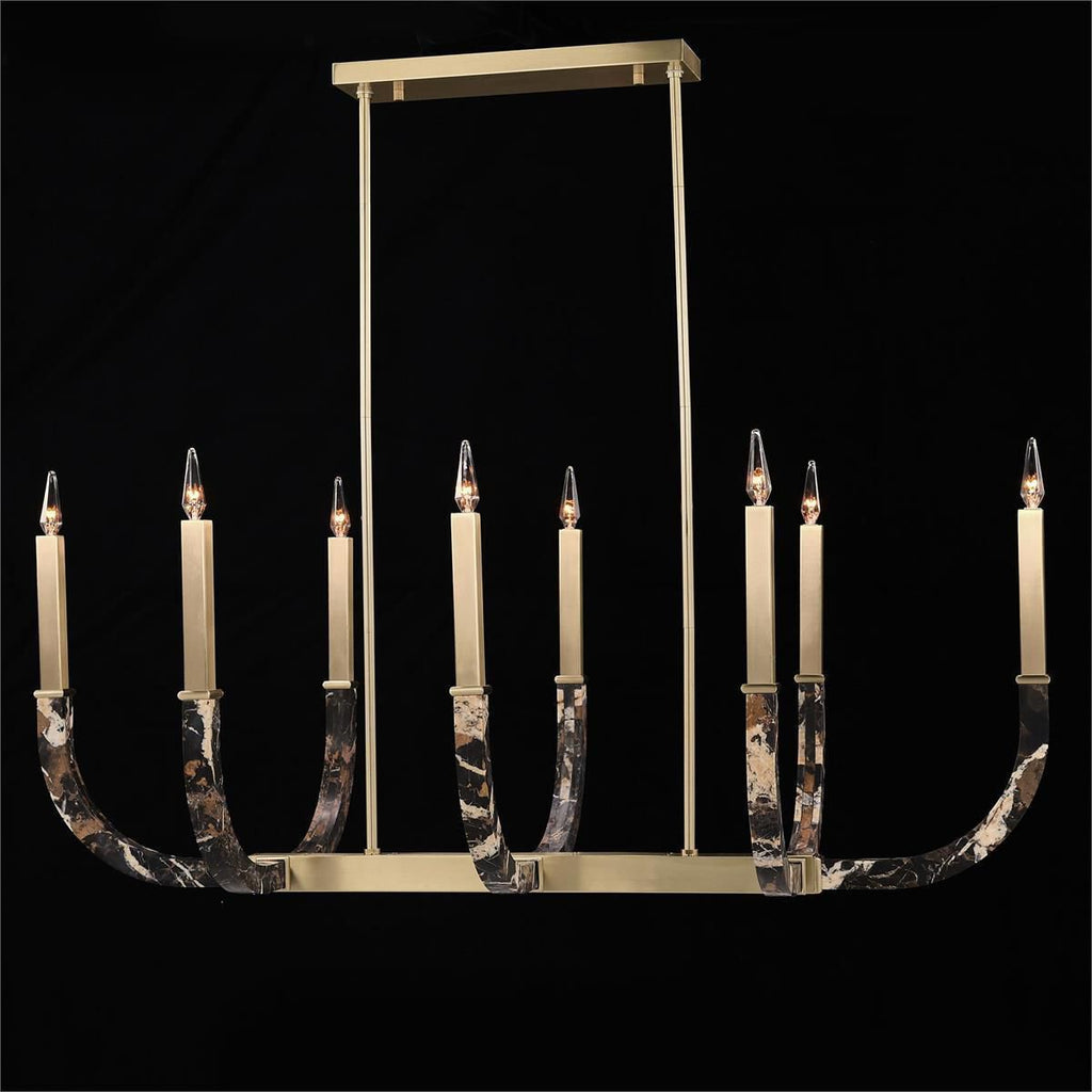Brass Acrylic chandelier - Riven Stone for dining room view 2