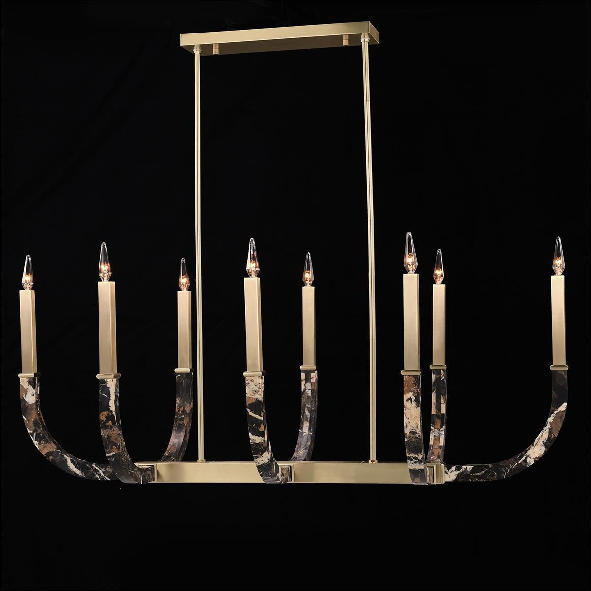 Brass Acrylic chandelier - Riven Stone for dining room view 2