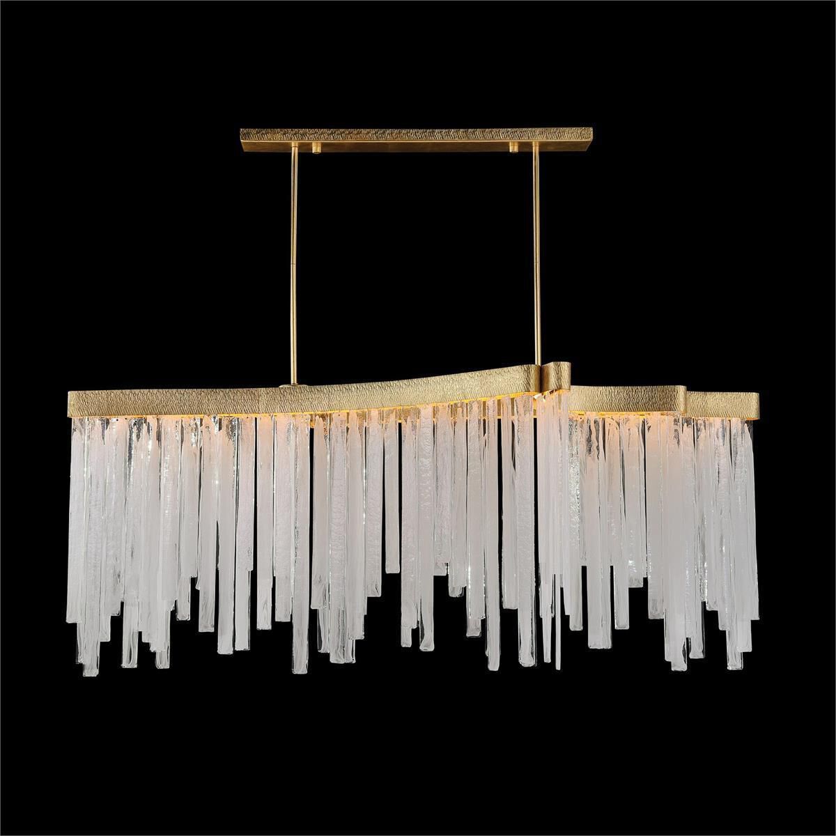 Gold Alabaster Linear chandelier - Winslow Stone for dining room view 2