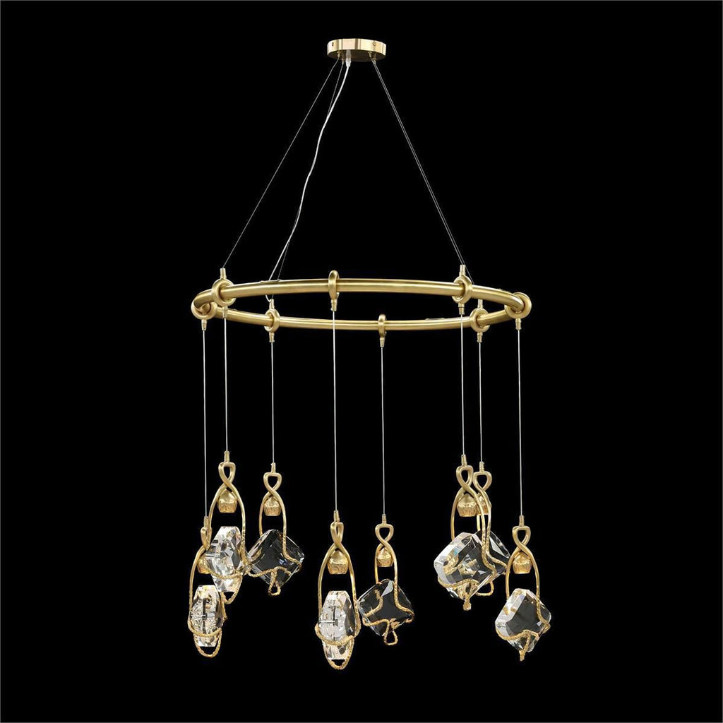 Antique Brass Crystal chandelier - Lazuli Stone for dining room view 2