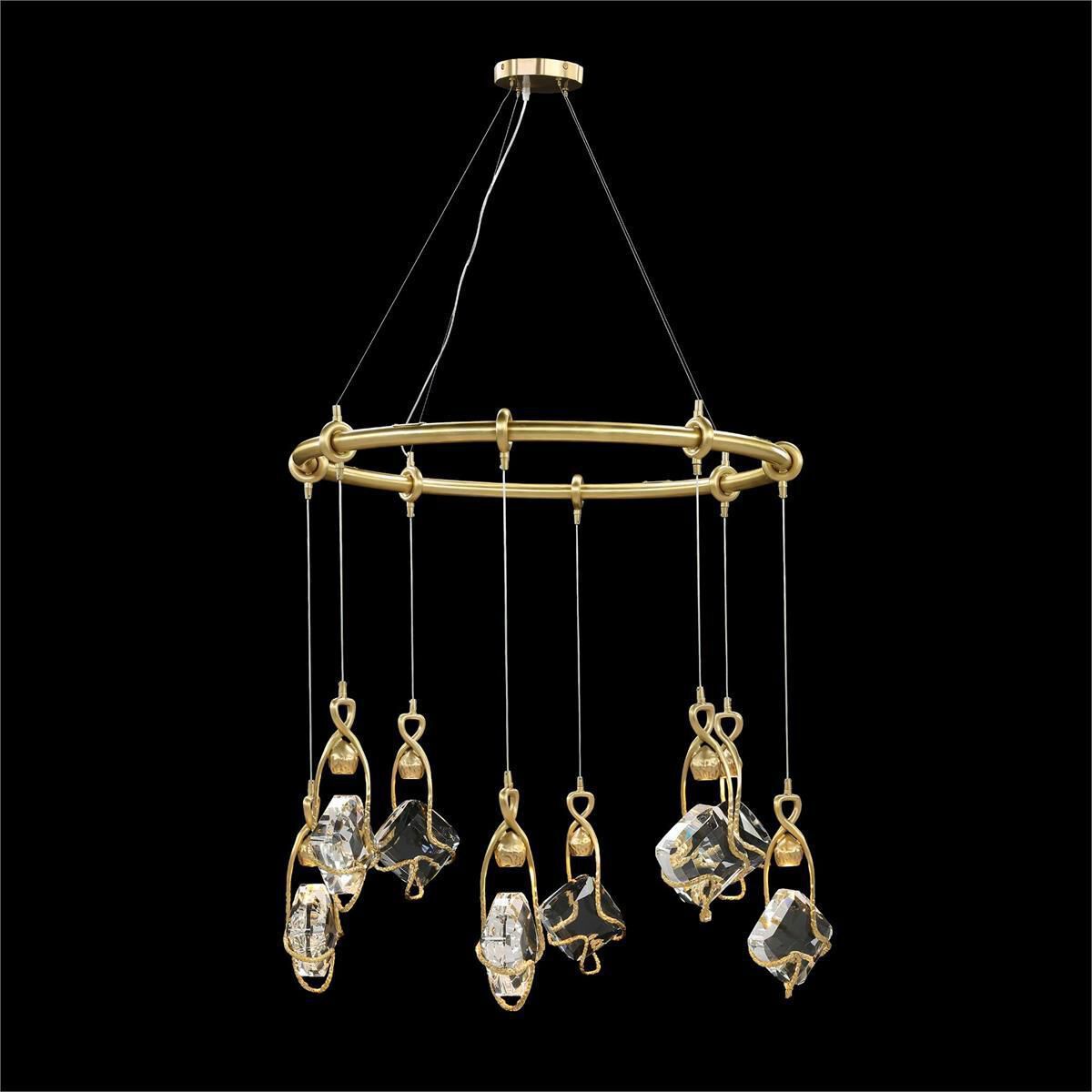 Antique Brass Crystal chandelier - Lazuli Stone for dining room view 2