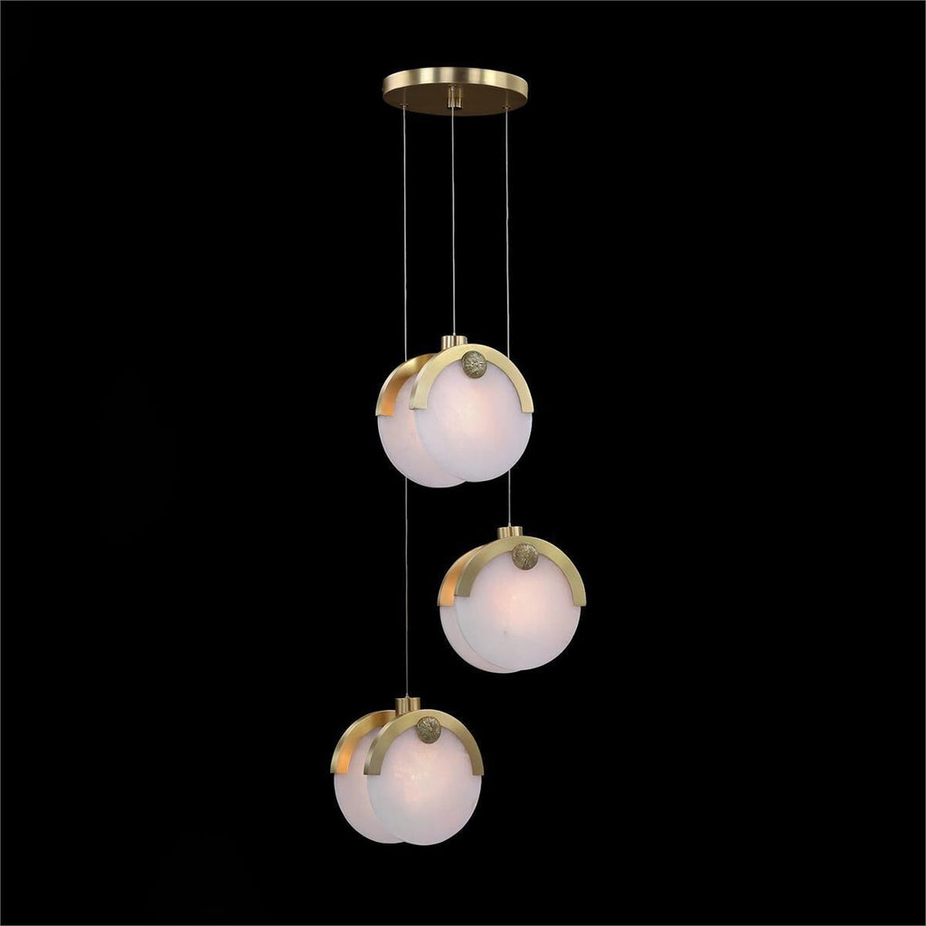 Brass Alabaster Linear chandelier - Belen Stone for dining room view 2