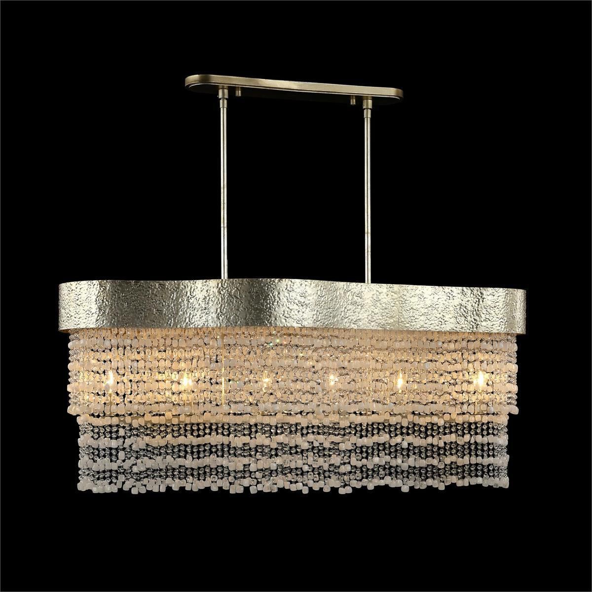 Silver Crystal Linear chandelier - Halo Stone for dining room view 2
