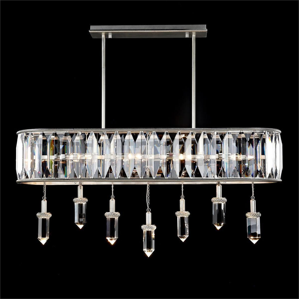 Silver Crystal Linear chandelier - Della Stone for dining room view 2