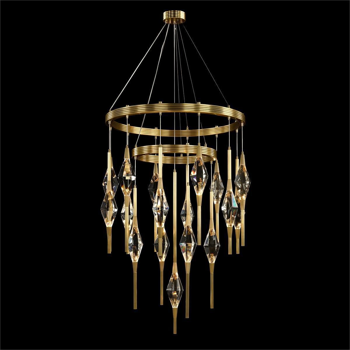 Clear Brass Tiered chandelier - Nerea Stone for dining room view 2