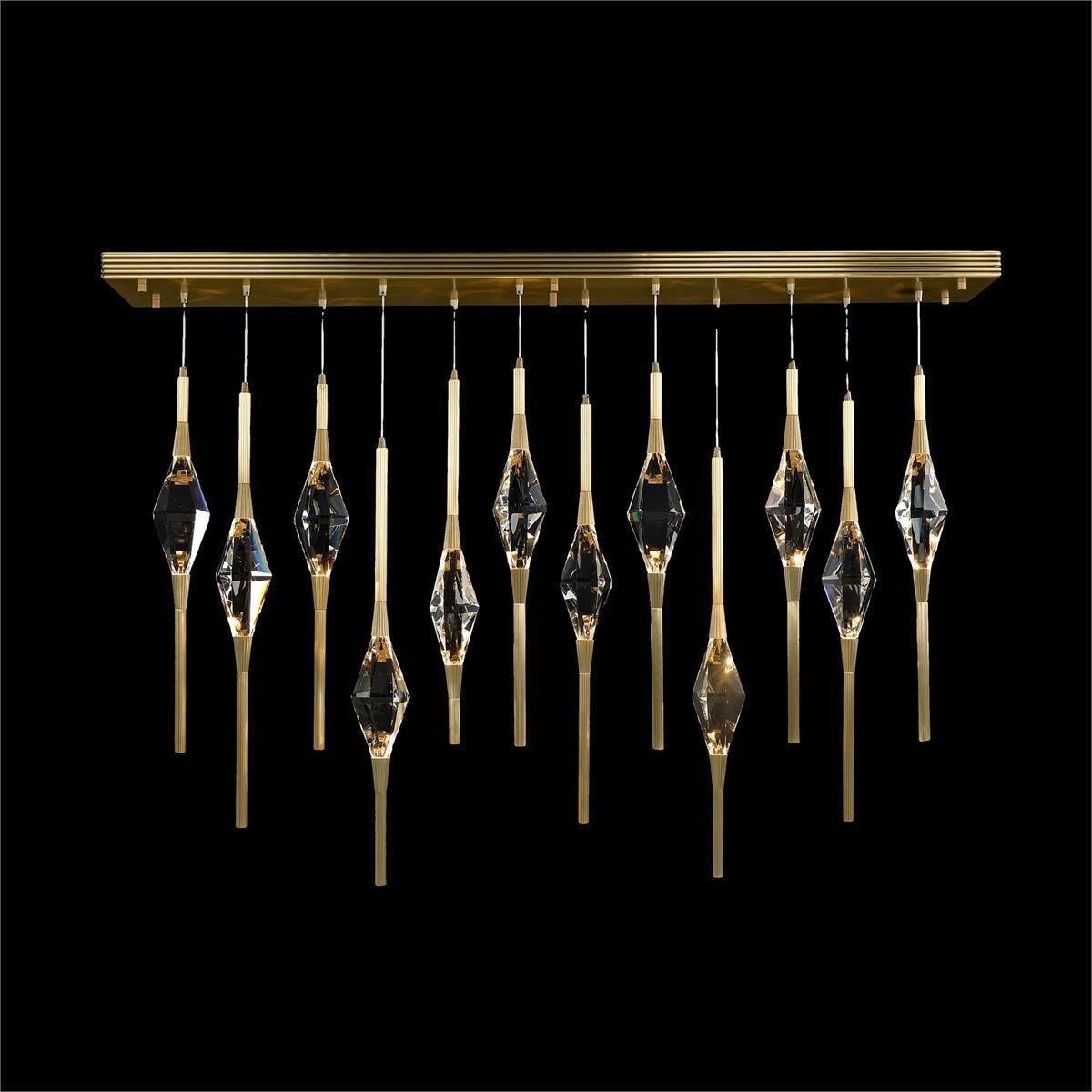 Clear Acrylic Linear chandelier - Solene Stone for dining room view 2