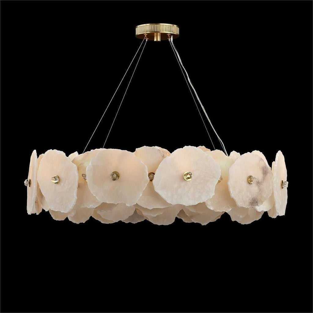 Brass Alabaster chandelier - Flora Stone for dining room view 2