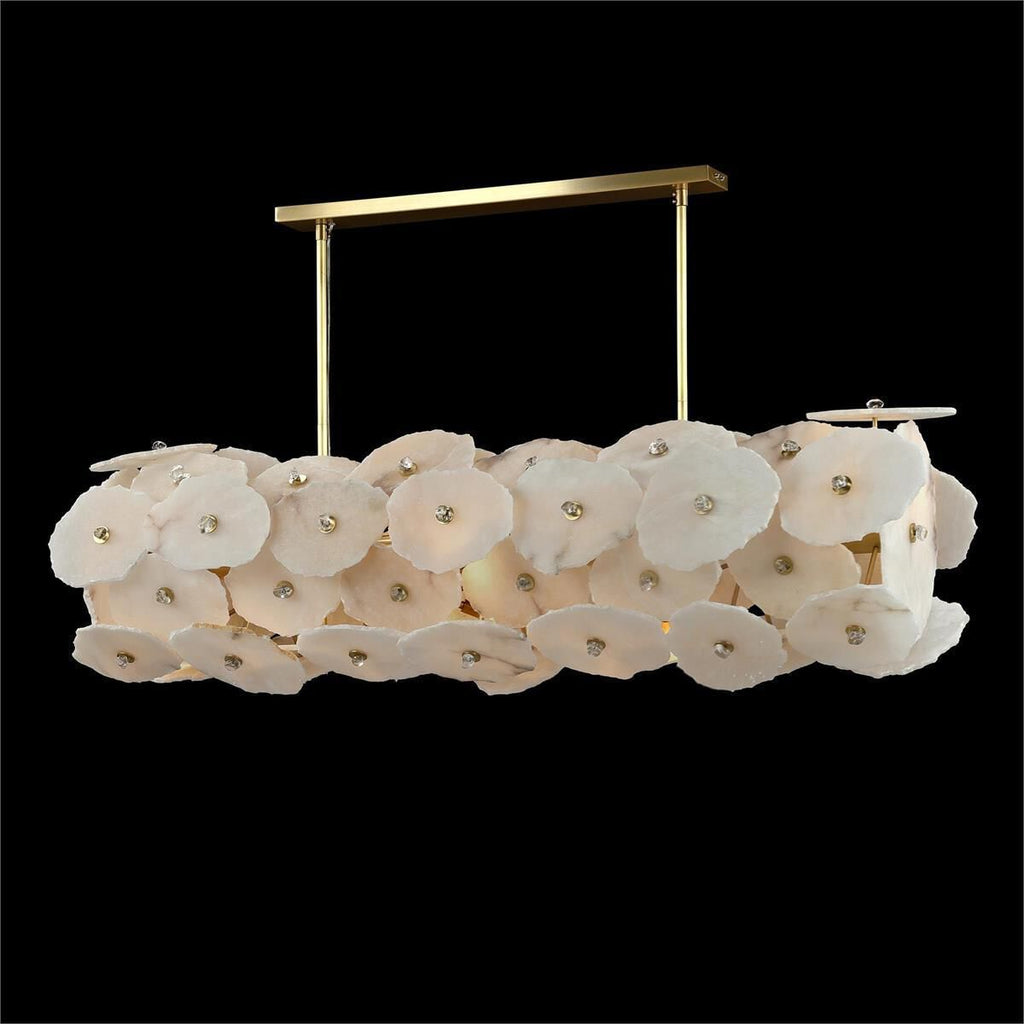 Brass Alabaster Linear chandelier - Eden Stone for dining room view 2