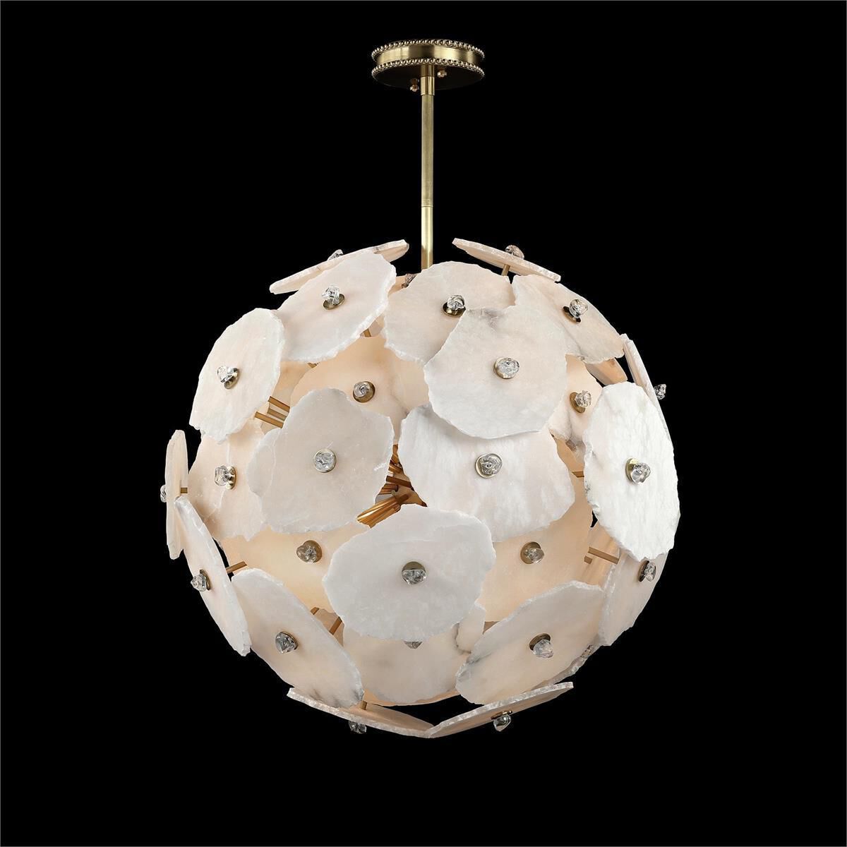 Brass Alabaster Tiered chandelier - Kaia Stone for dining room view 2