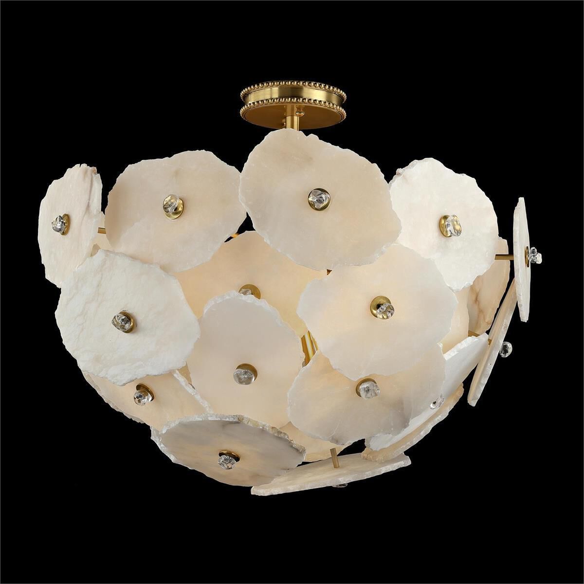 Brass Alabaster chandelier - Isla Stone for dining room view 2