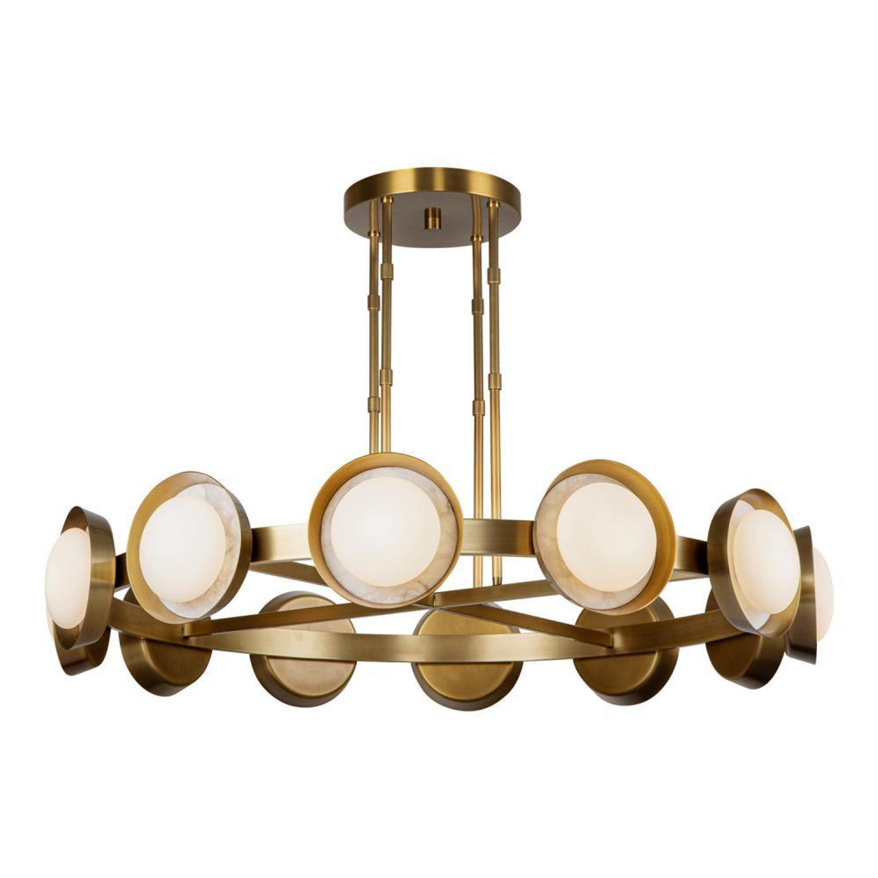 Antique Brass Alabaster chandelier - Verona Trace for dining room view 1