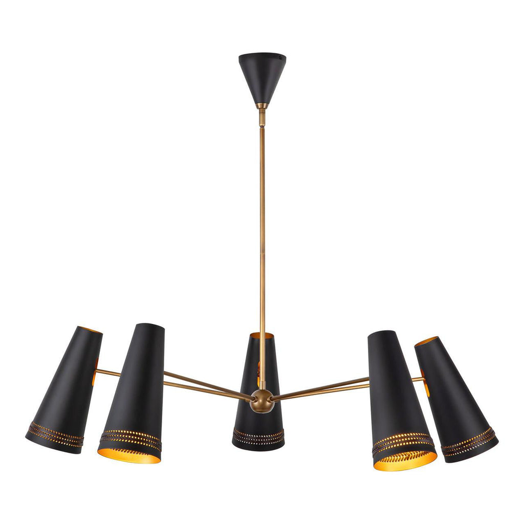 Matte Black Steel chandelier - Gemma Trace for dining room view 1
