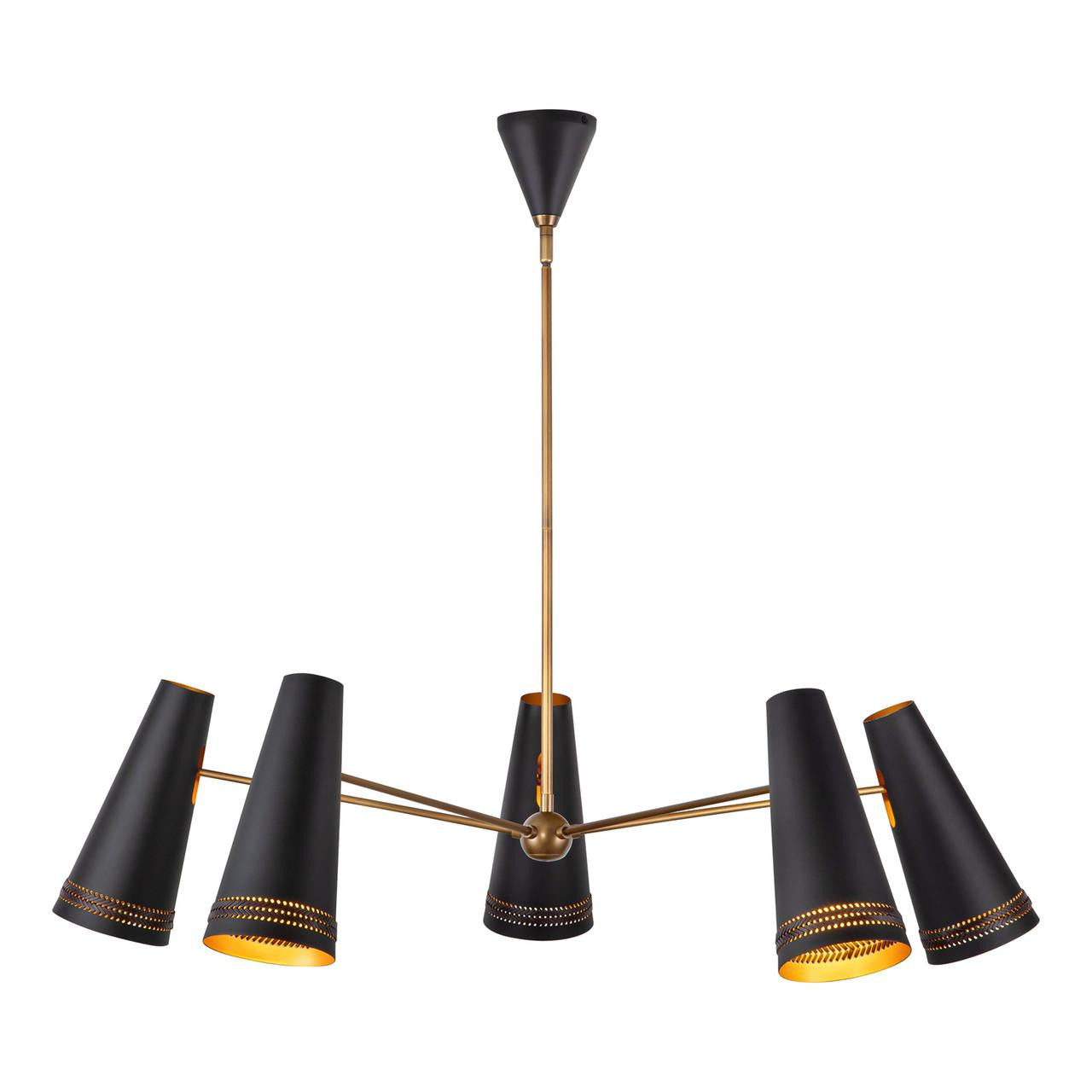 Matte Black Steel chandelier - Gemma Trace for dining room view 1