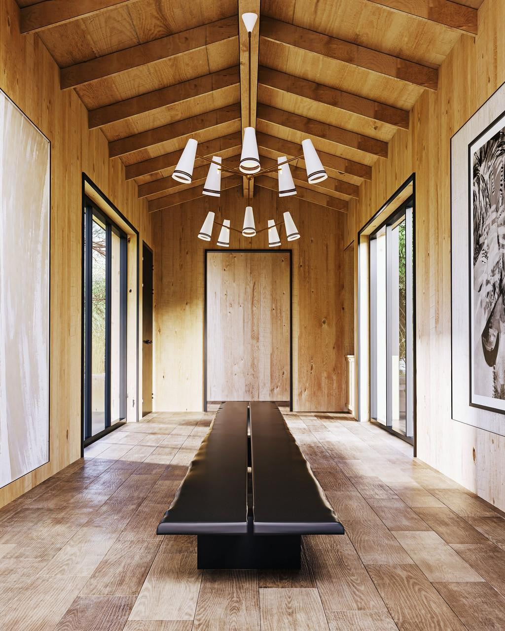White Steel chandelier - Jessa Trace for dining room view 2