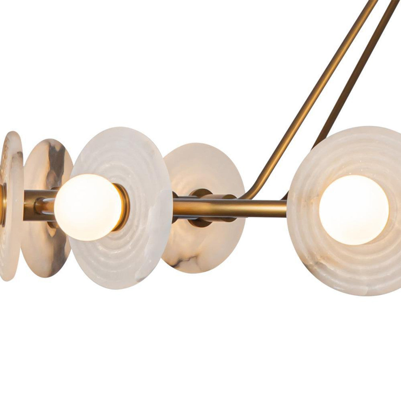 Antique Brass Alabaster chandelier - Sabine Trace for dining room view 3