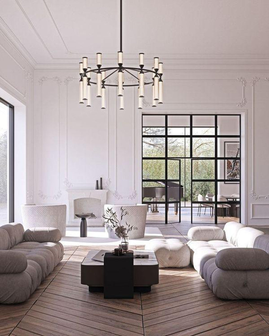 Bronze Glass chandelier - Paloma Trace for dining room view 2