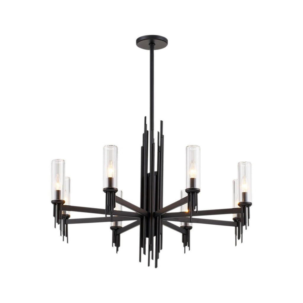 Matte Black Crystal Candle chandelier - Nova Trace for dining room view 1