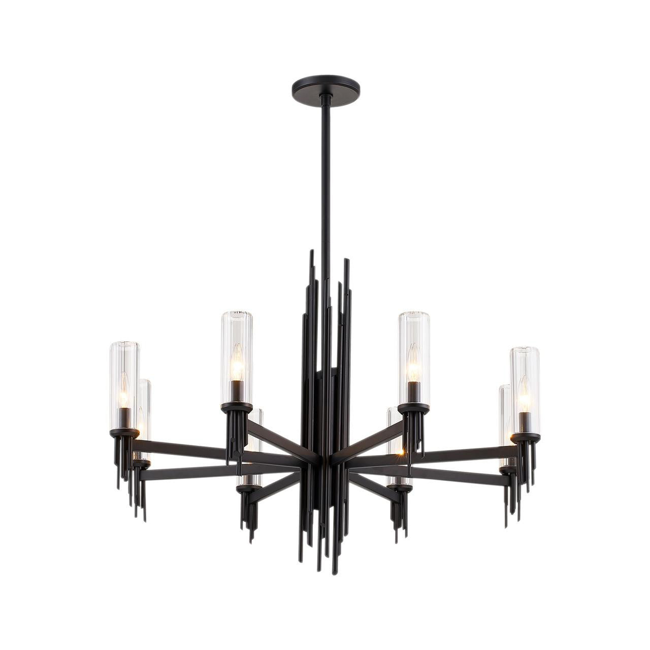 Matte Black Crystal Candle chandelier - Nova Trace for dining room view 1