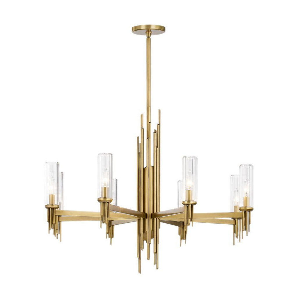 Antique Brass Crystal Candle chandelier - Noor Trace for dining room view 1