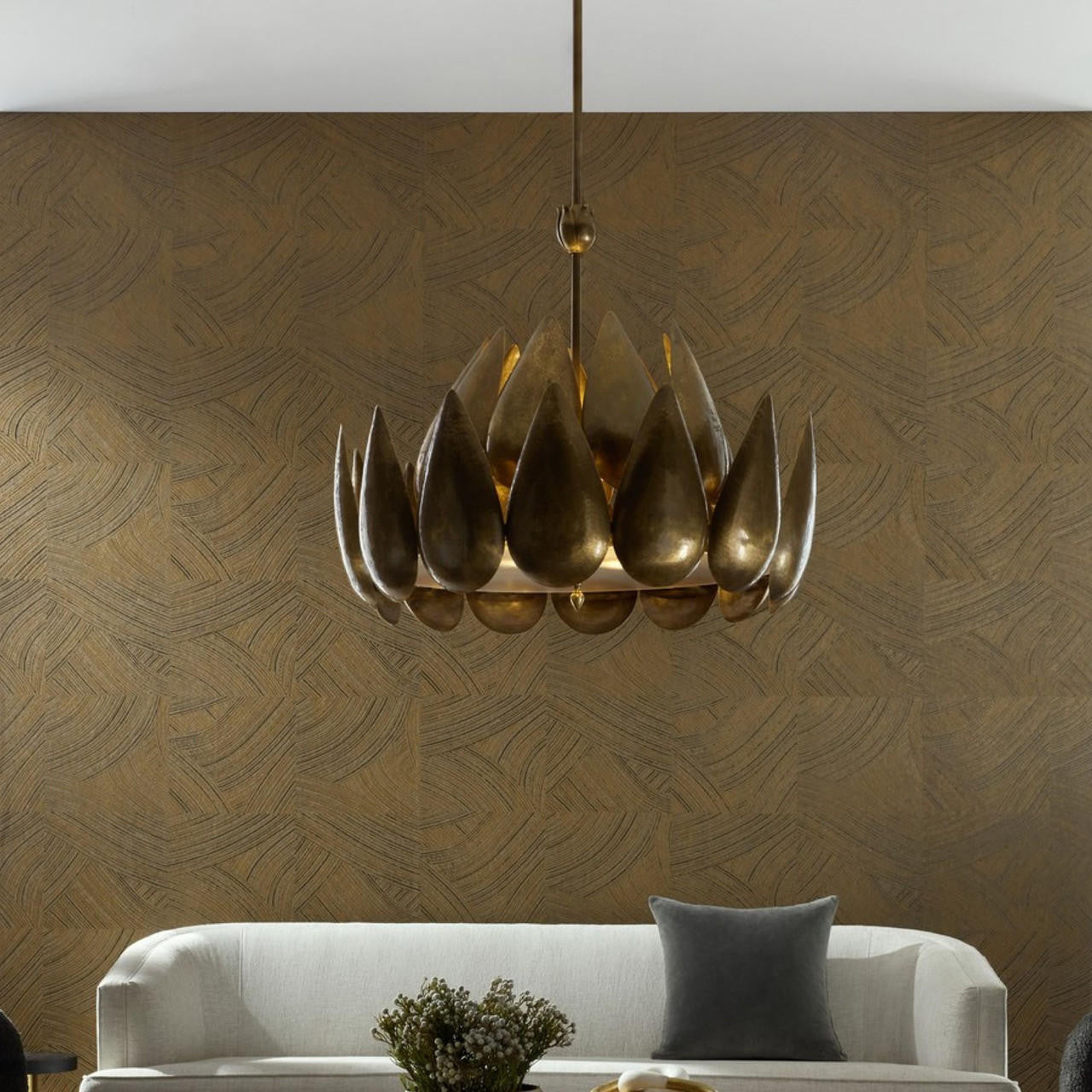 Antique Brass Acrylic Round chandelier - Yule Nest for dining room view 11
