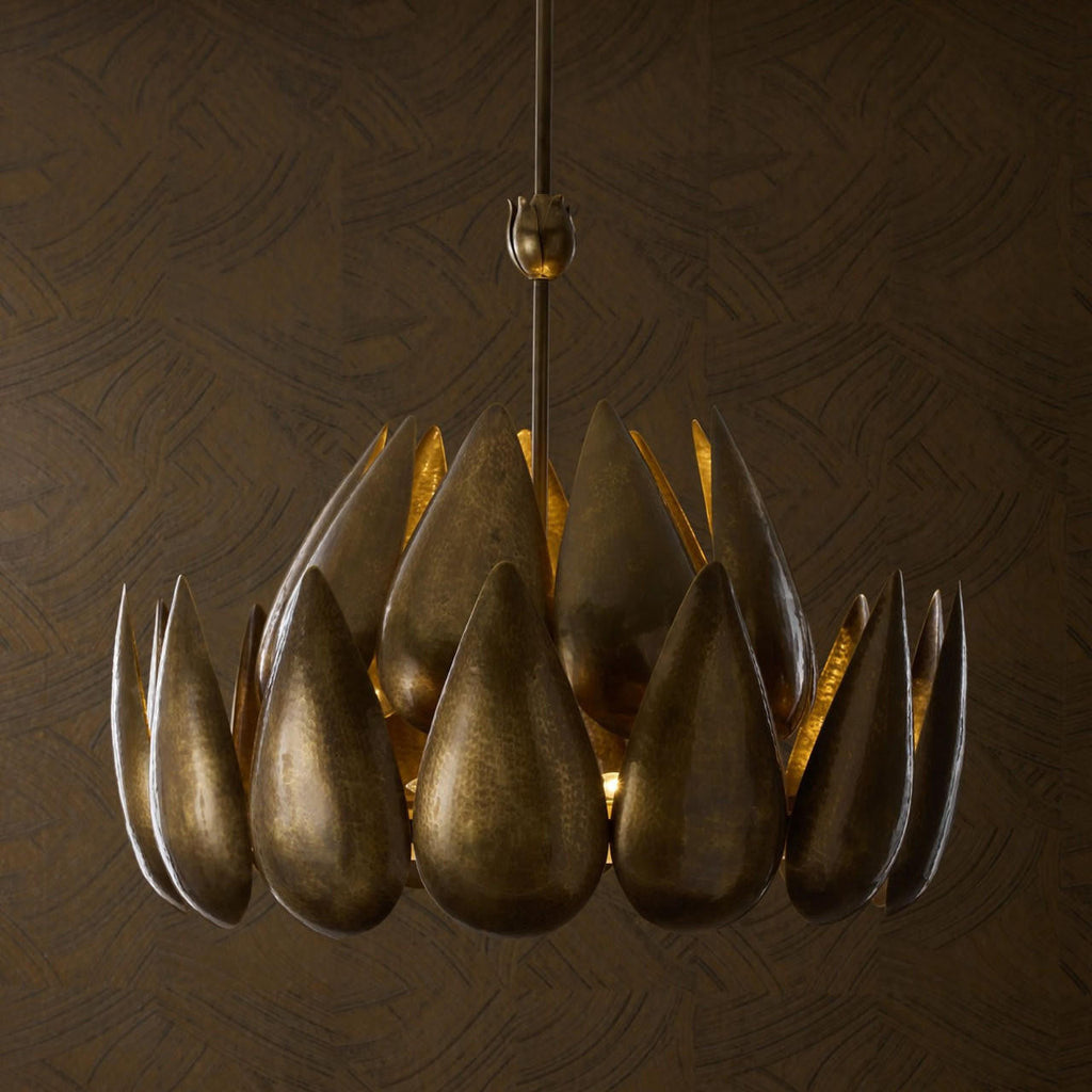 Antique Brass Acrylic Round chandelier - Yule Nest for dining room view 13