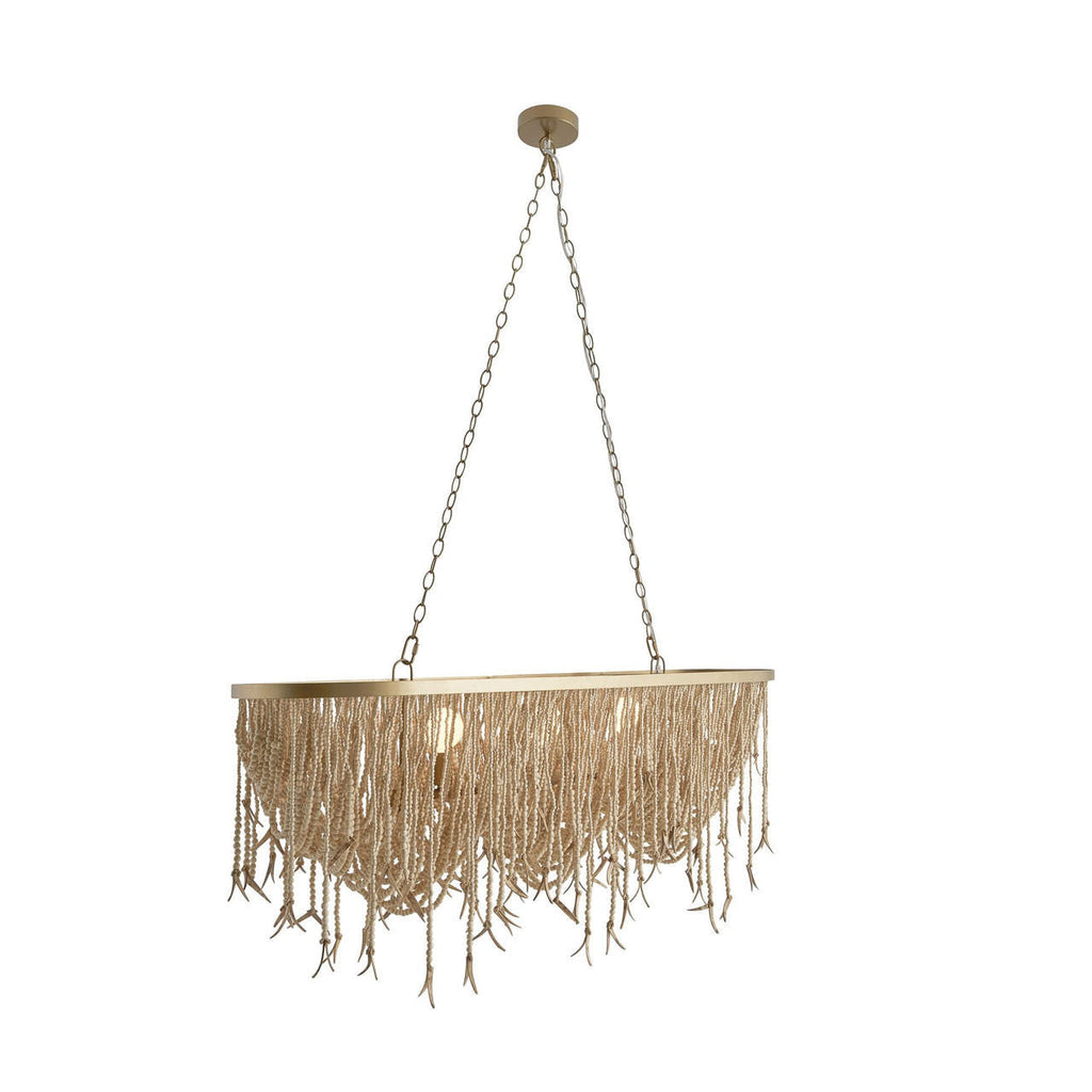 Antique Brass Wood Linear chandelier - Fiora Nest for dining room view 1