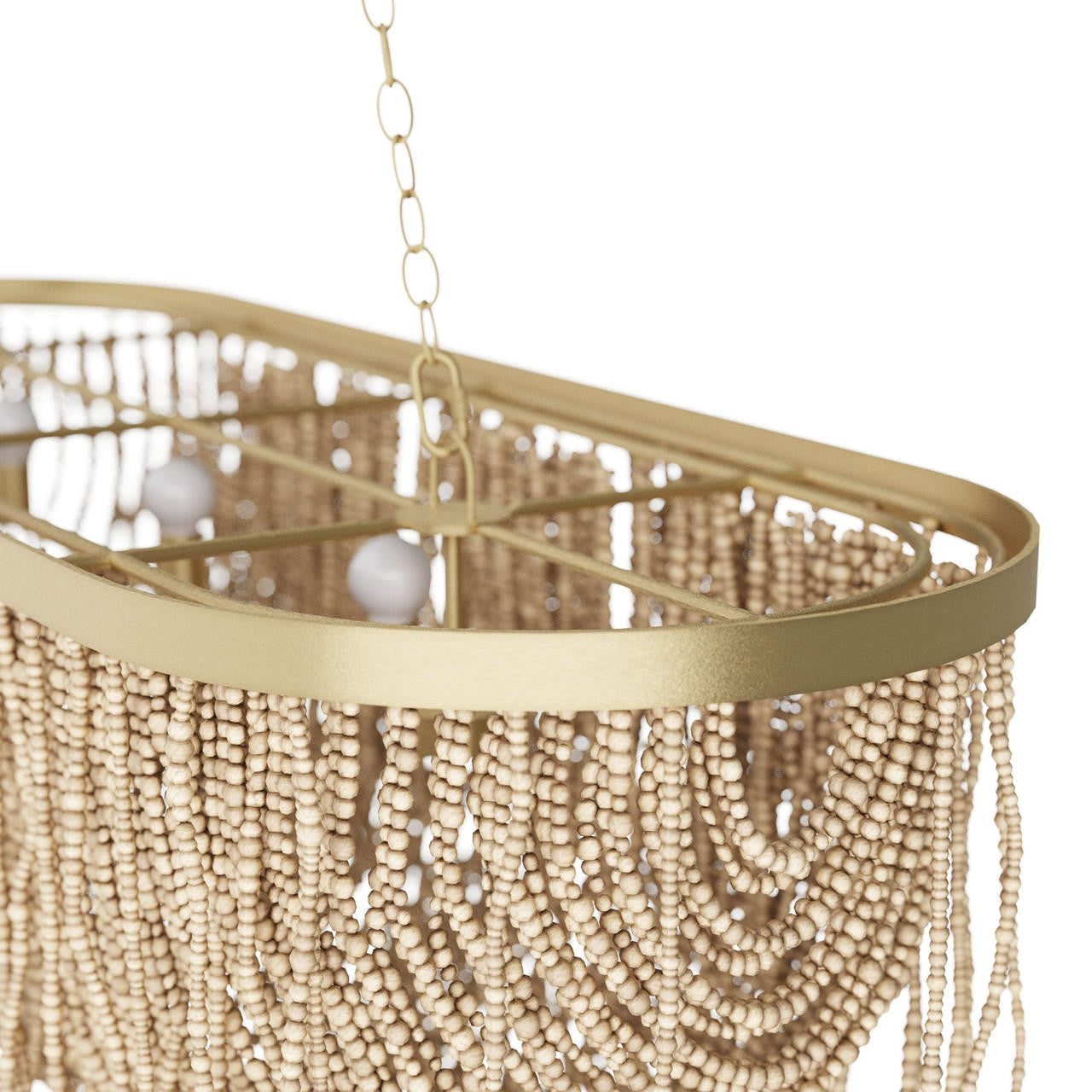 Antique Brass Wood Linear chandelier - Fiora Nest for dining room view 5