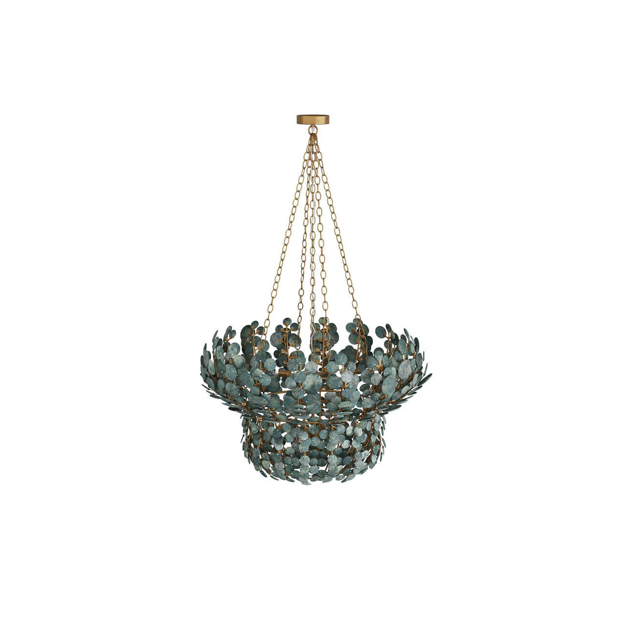 Antique Brass Iron Tiered chandelier - Dahlia Nest for dining room view 4