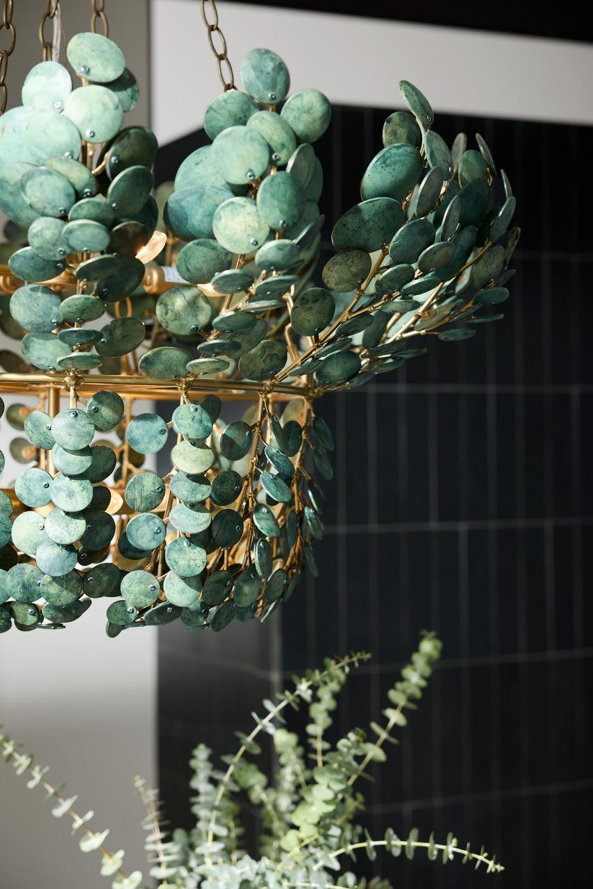 Antique Brass Iron Tiered chandelier - Dahlia Nest for dining room view 11