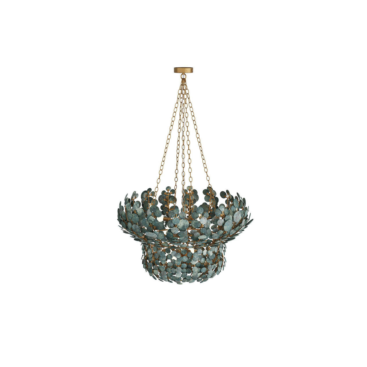 Antique Brass Iron Tiered chandelier - Dahlia Nest for dining room view 1