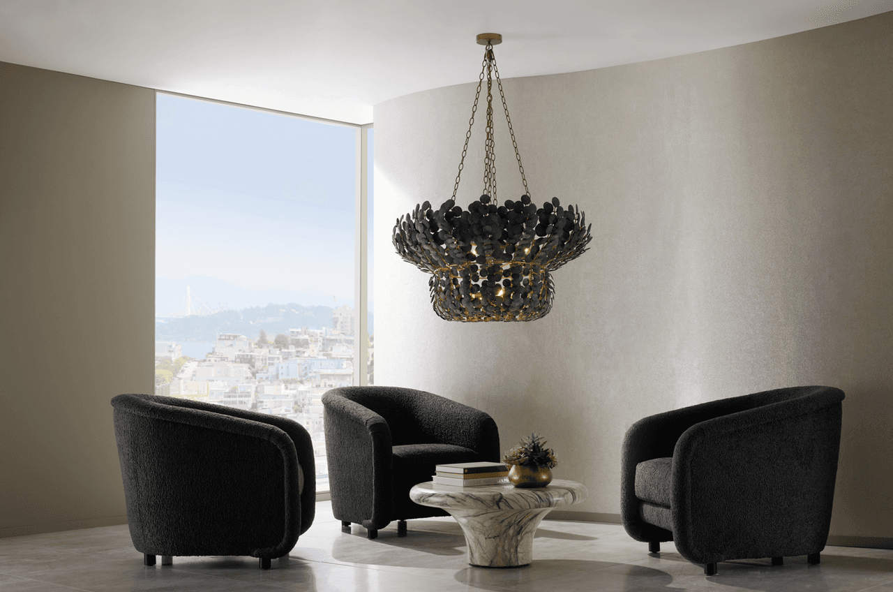 Antique Brass Iron Tiered chandelier - Dahlia Nest for dining room view 12