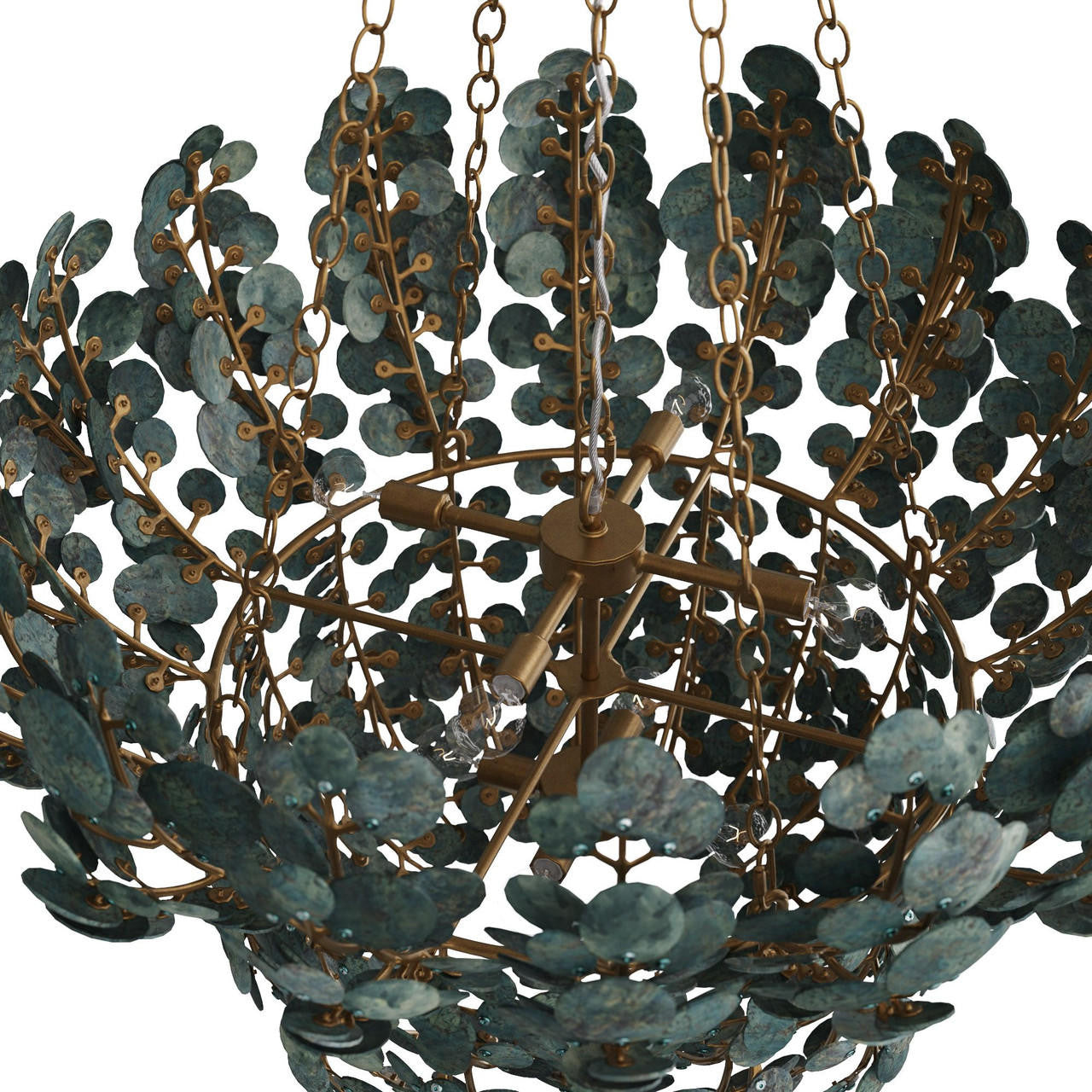 Antique Brass Iron Tiered chandelier - Dahlia Nest for dining room view 6