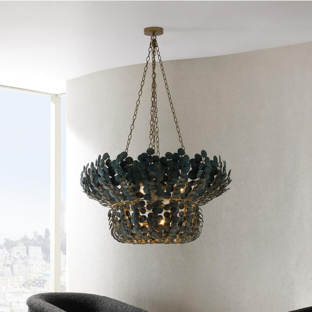 Antique Brass Iron Tiered chandelier - Dahlia Nest for dining room view 13