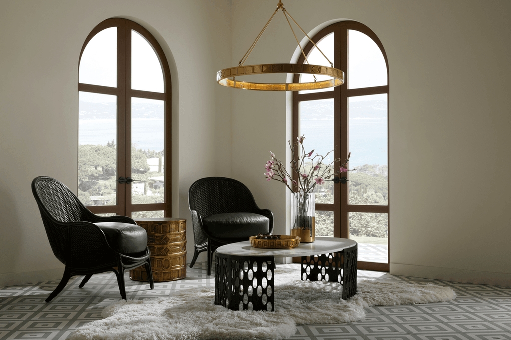 Antique Brass Glass Round chandelier - Linnea Nest for dining room view 8