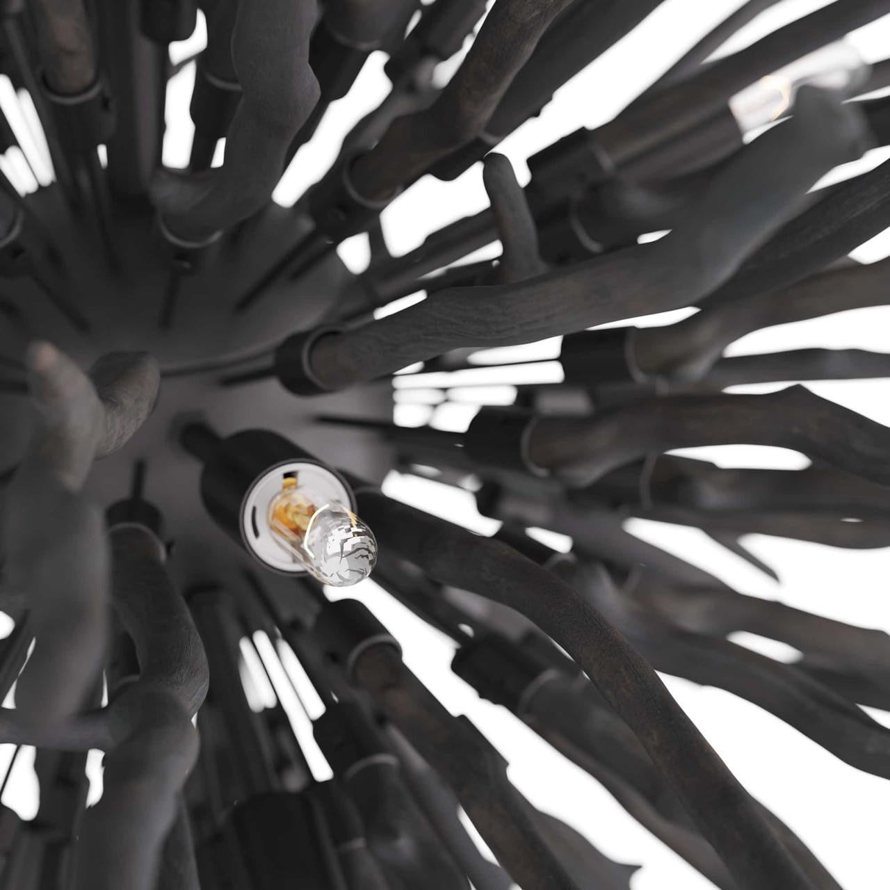 Black Wood Round chandelier - Onda Nest for dining room view 4