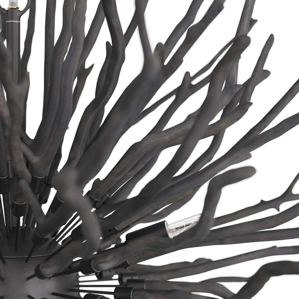 Black Wood Round chandelier - Onda Nest for dining room view 3