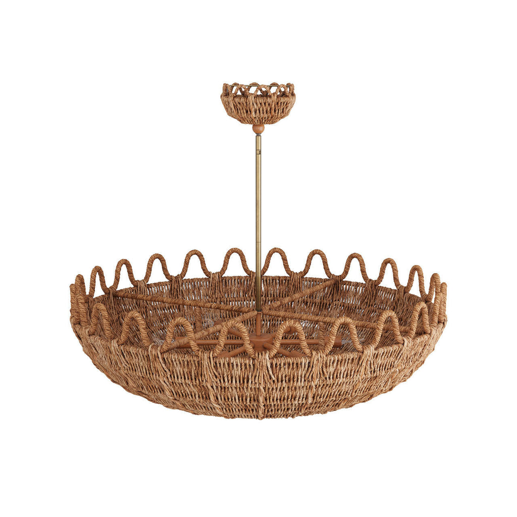 Antique Brass Rattan Round chandelier - Kairo Nest for dining room view 1
