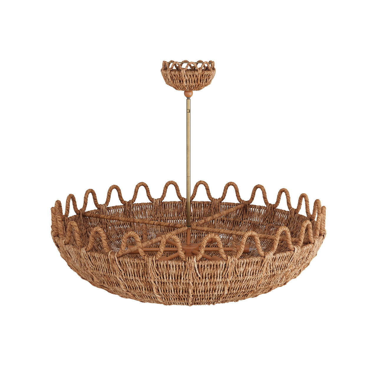 Antique Brass Rattan Round chandelier - Kairo Nest for dining room view 1