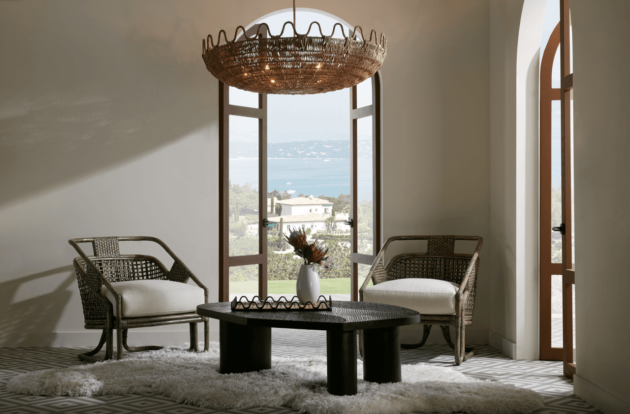 Antique Brass Rattan Round chandelier - Kairo Nest for dining room view 9
