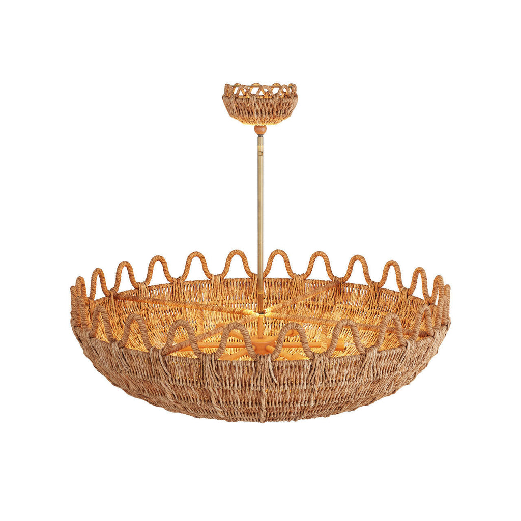 Antique Brass Rattan Round chandelier - Kairo Nest for dining room view 3