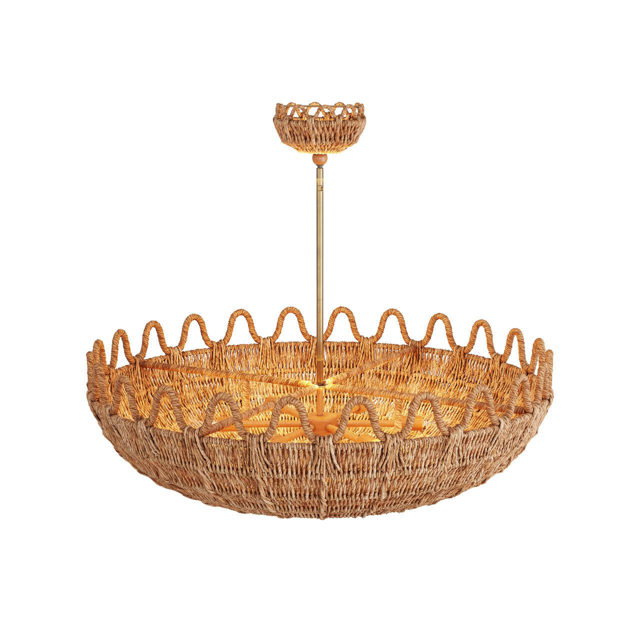 Antique Brass Rattan Round chandelier - Kairo Nest for dining room view 3