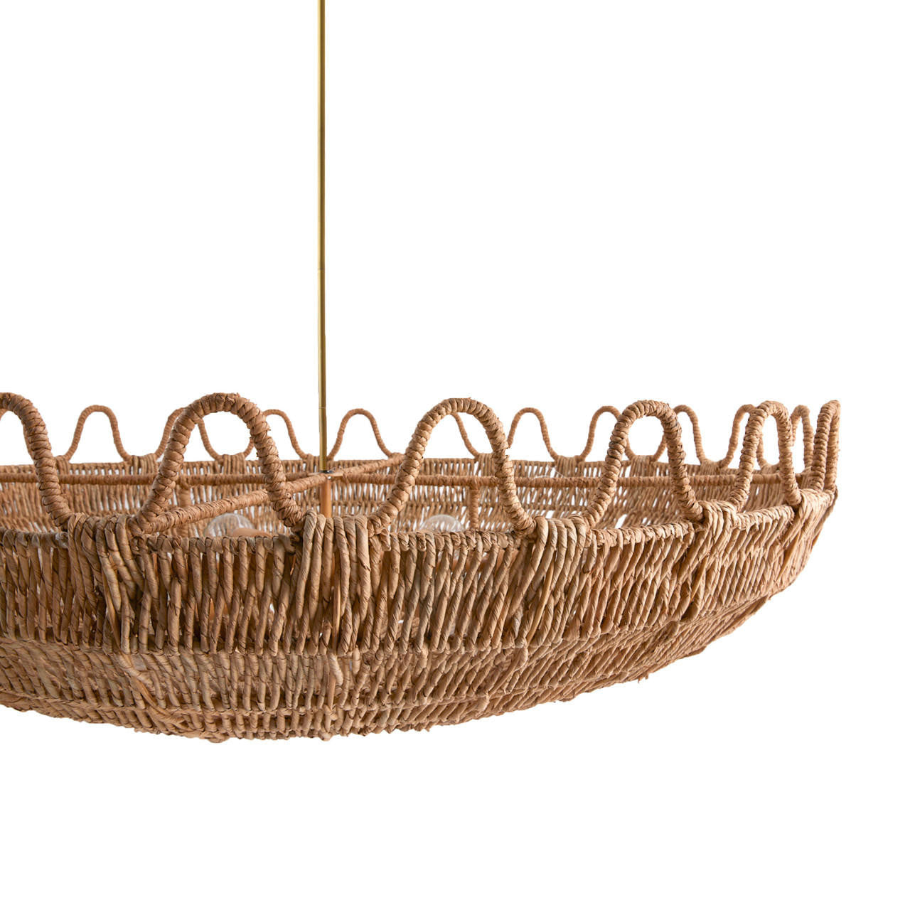 Antique Brass Rattan Round chandelier - Kairo Nest for dining room view 8