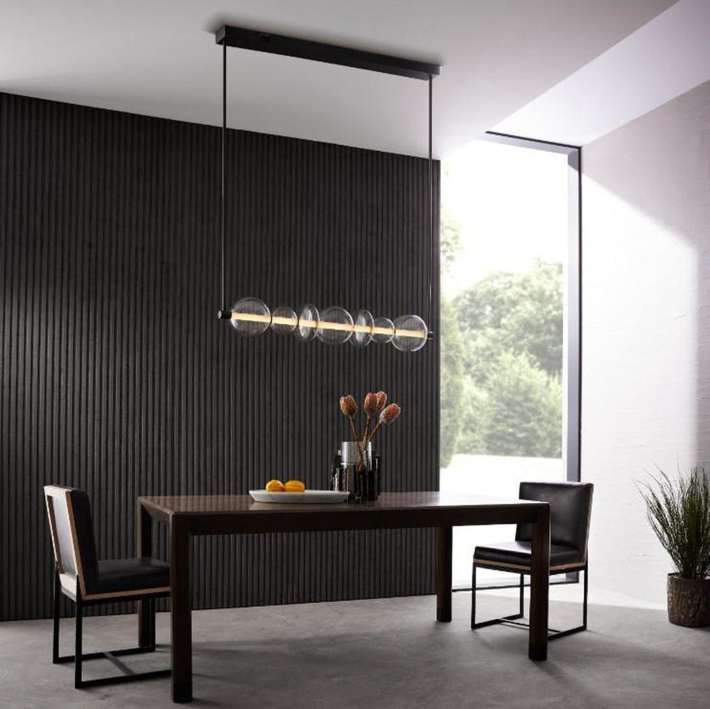 White Acrylic Linear chandelier - Alden Peak for dining room view 2