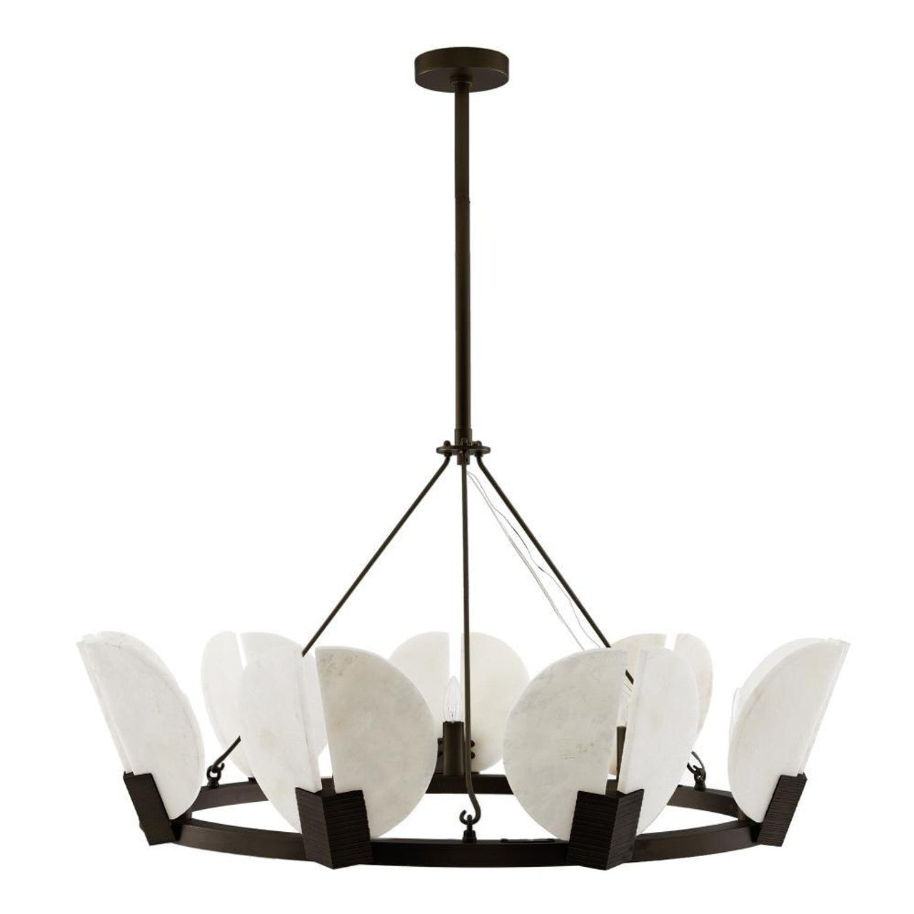 White Alabaster chandelier - Zinnia Peak for dining room view 1