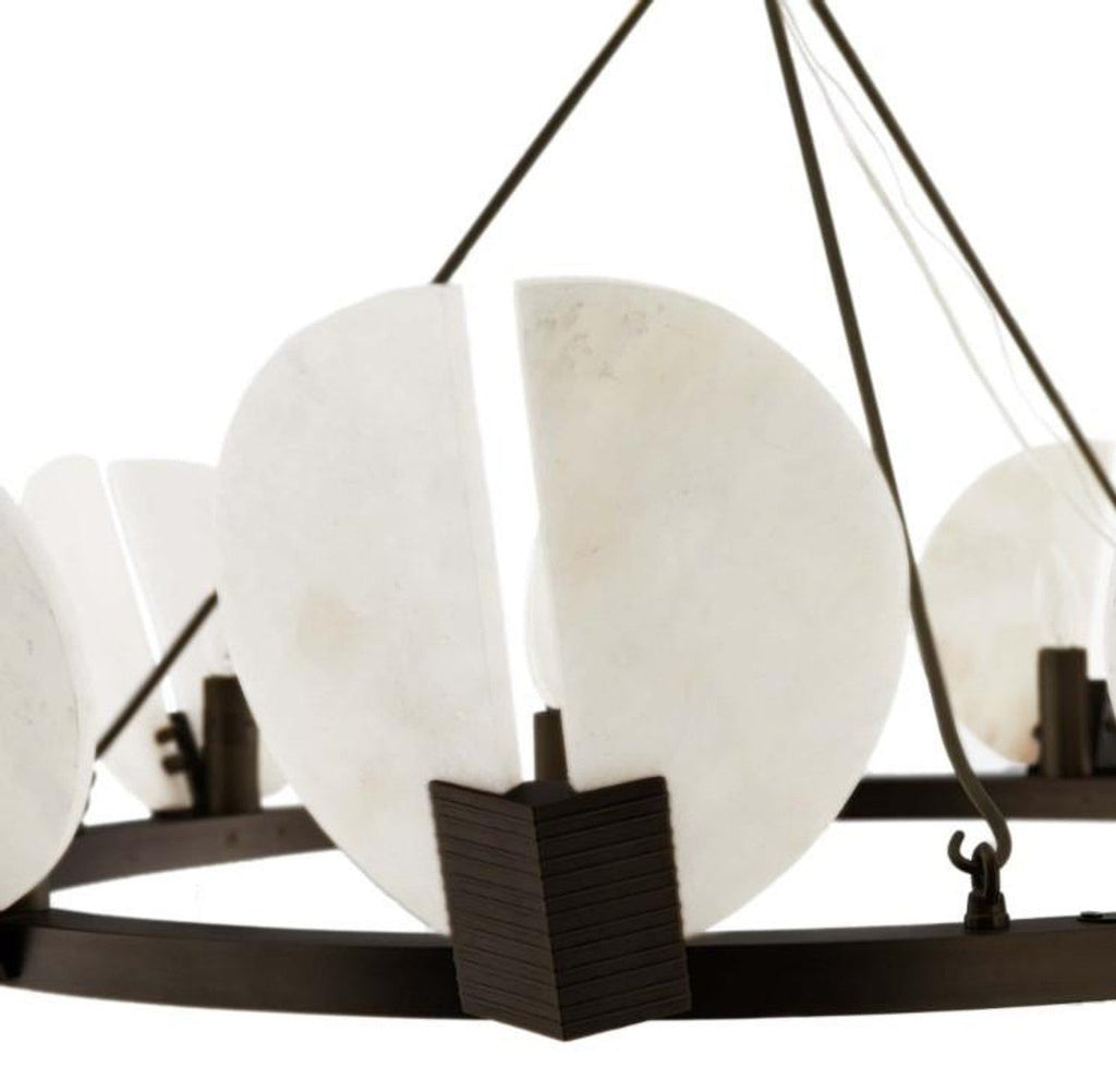 White Alabaster chandelier - Zinnia Peak for dining room view 3