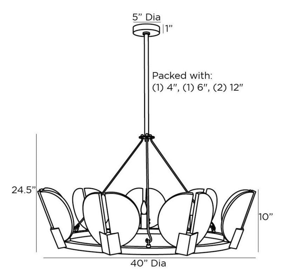 White Alabaster chandelier - Zinnia Peak for dining room view 2